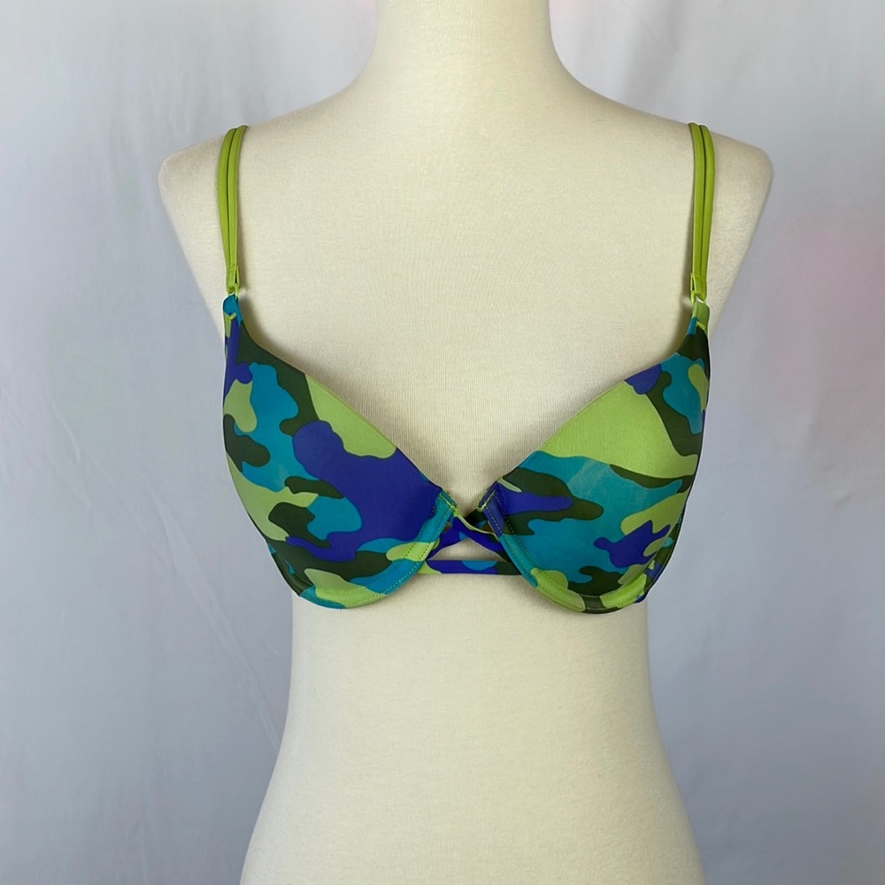 Victoria's Secret Green and Blue Camouflage Bra - Size 34C